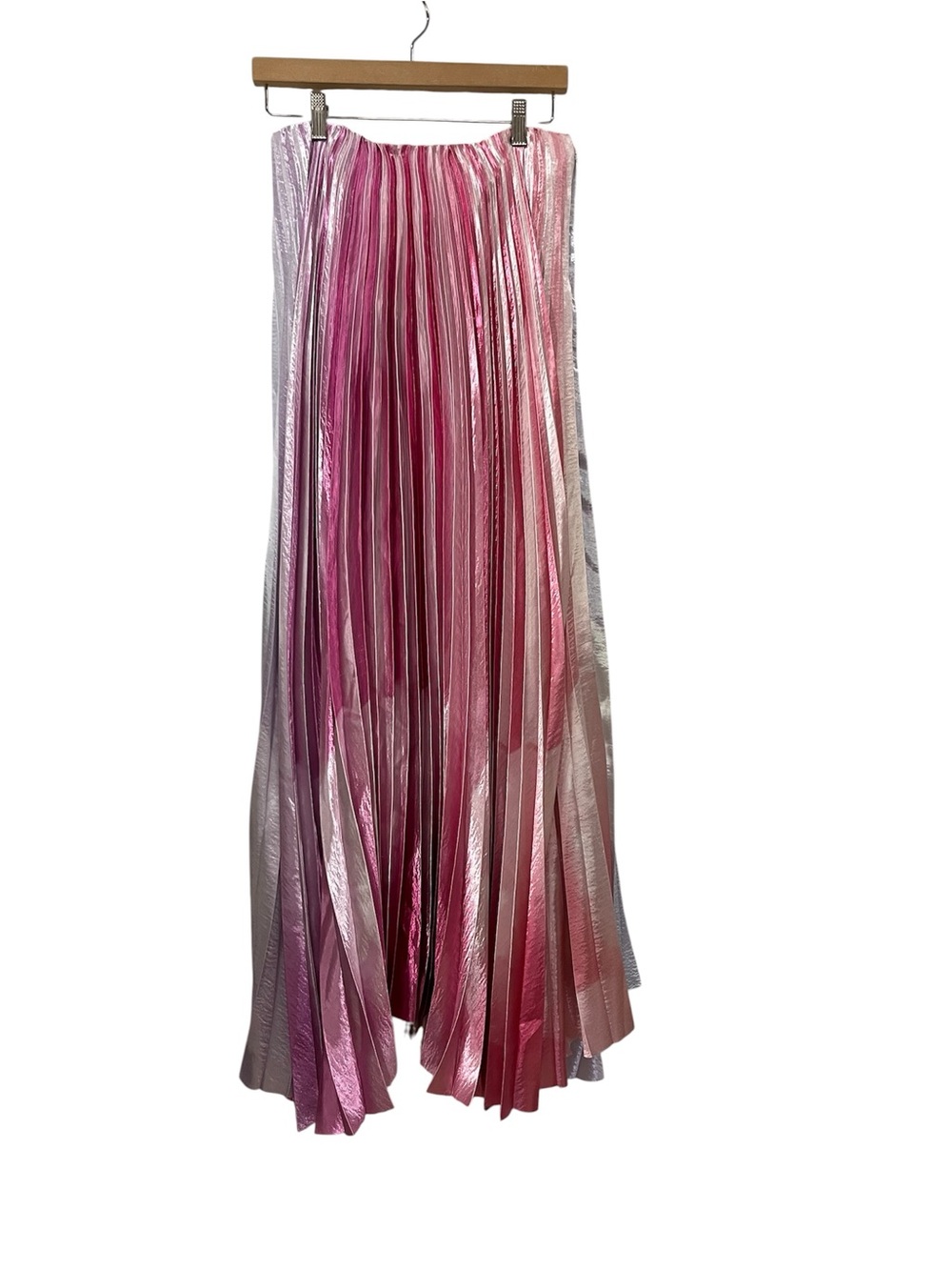 Sara Battaglia SzS (see desc) Pleated Metallic Pink Ombre Strapless Maxi Dress